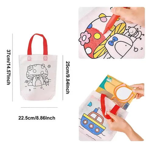 Set De 8 Bolsas De Tela Para Pintar Con Pinceles Y Plantillas – Regalo Creativo Para Niños