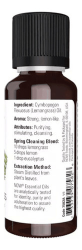 Kit C/ 2 Óleo Essencial Puro Now Foods Capim Limão Lemongrass 30ml