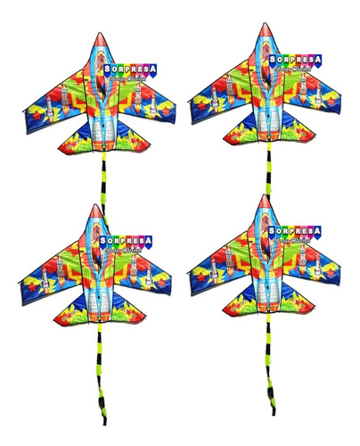 4 Papalote Cometa Volantín Cohete Avión Playa Juguete Niños