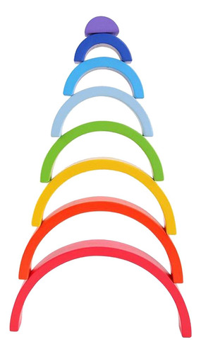 8 Piezas Arco Iris Construcción Apilamiento Bloques Diy