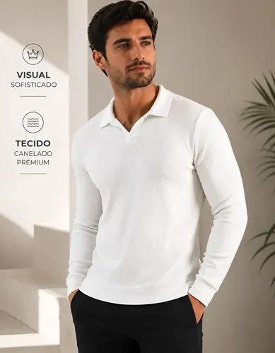 Camisa Polo Masculina Gola Italiana Manga Longa