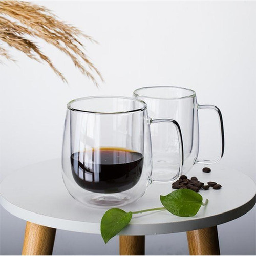 Set 2 Tazas Doble Pared Vidrio 250ml Cafe Cappuccino Norplat