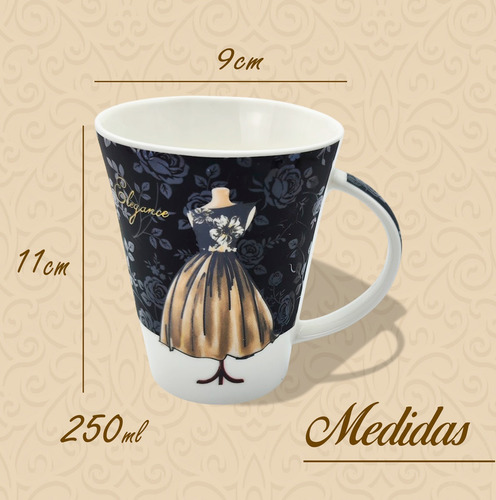 Taza Para Café Y Té 250ml Porcelana Diseño Vintage Decorada