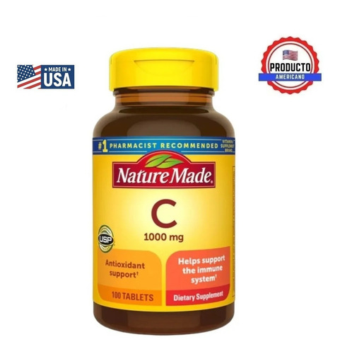 Nature Made Vitamina C 1000 Mg 100 Tabletas Americano Sabor Sin sabor