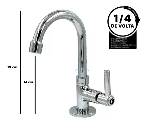 Torneira Lavatório Banheiro Bica Móvel 1/4v Metal + Flexivel - Loja Modelar  - A sua Loja Hidráulica