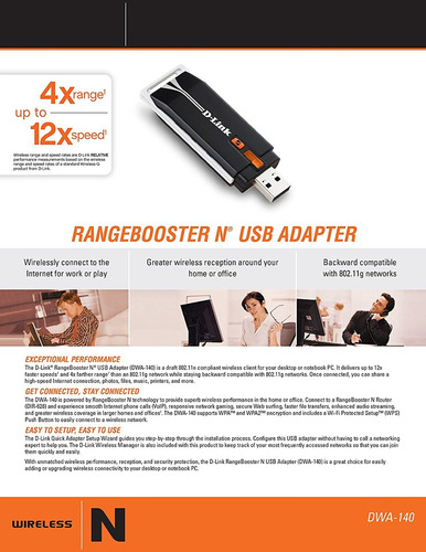 D-link Dwa-140 Rangebooster Draft 802.11n Adaptador Usb Inal