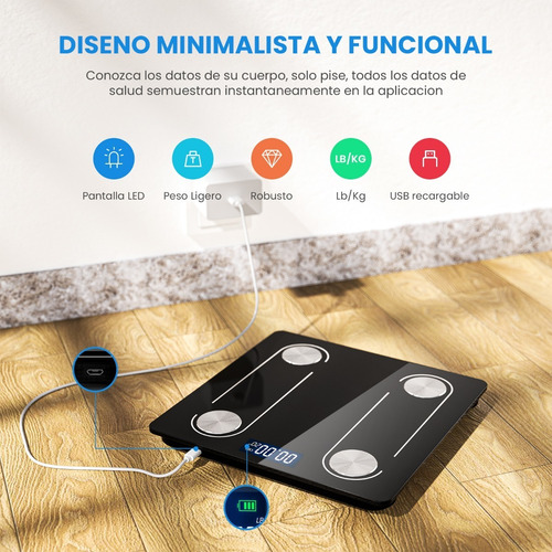Báscula De Grasa Corporal, Báscula Electrónica Bluetooth.