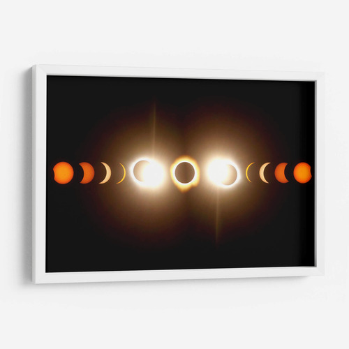 Cuadro Enmarcado Blanco Eclipse Solar 2024 30x20