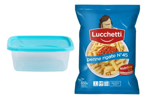 Fideo Penne Riggatti Mas Táper Cuadrado Colores