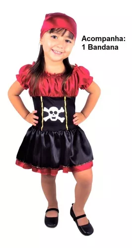 Fantasia de Pirata Caveira Infantil Com Bandana