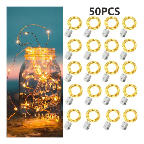 L Paquete De 50 Luces De Hadas Con Pilas, 3 Modos, 20 Led,