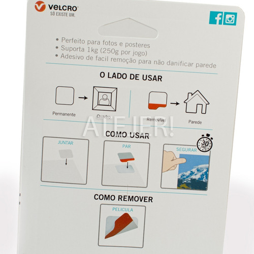 Imagen 2 de 4 de Sujetadores Abrojo Adhesivo P/pared Cuadros Velcro 1,5x1,5