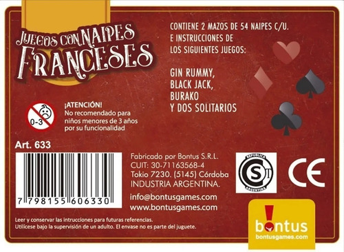 Imagen 4 de 6 de Juegos Con Naipes Franceses Cartas Bontus Jeg 633 El Gato