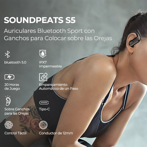 Imagen 10 de 10 de Auriculares Inalámbricos Soundpeats S5 Deportivos Truewings
