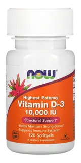 Vitamina D3 10.000 Original Now Foods C/ 120 Importada E U A