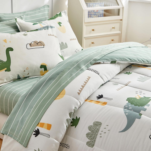Joyreap Bed In A Bag Algodón, Tema De Dinosaurio Verde Fresc