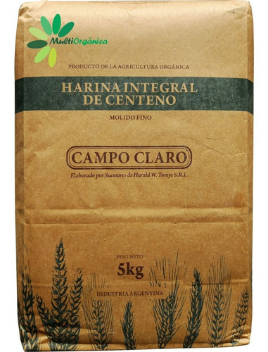 Harina Orgánica Integral Centeno - Campo Claro 5 Kg