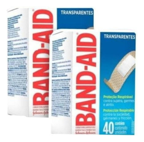 Kit C/2 Curativo Transparente Band-aid 1,9cmx 7,6cm Cx 40 Un