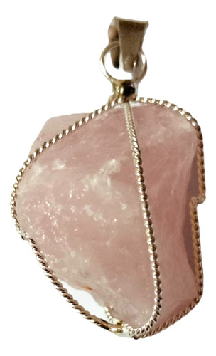 Dije Cuarzo Rosa, Pieza Natural, Joyería Artesanal, Piedras