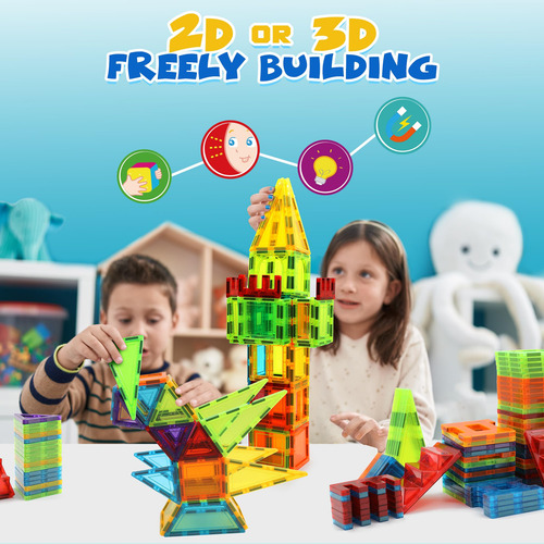W Wise Block Magnetic Tiles, 131 Piezas De Bloques