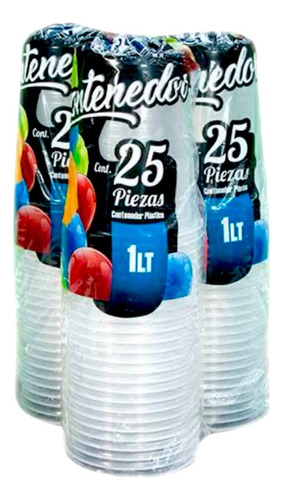 Recipiente Desechable Marca Reyma De 1 Litro Con 25 Piezas Blanco