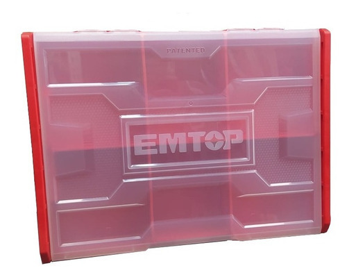 Caja Herramientas Organizador Apilable Con Trabas Emtop Color Rojo