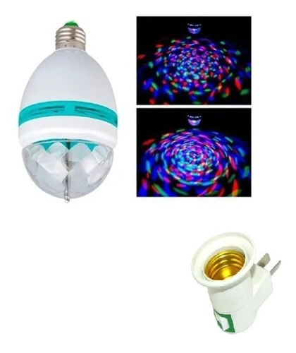 Lampara Giratoria Rgb Led Esfera Bola Luz + Portalamparas