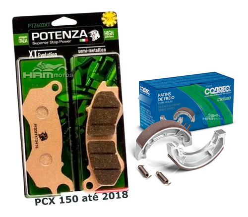 Kit Pastilha Dianteira E Lona Traseira Honda Pcx 150 Potenza