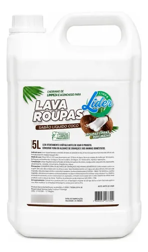 Lava Roupas - Sabão Líquido De Coco 5l - Roupas Limpas E Che
