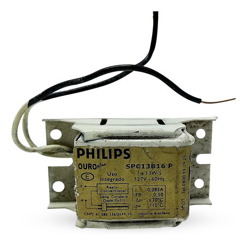 Reator Eletromagnético Partida 0,28a 60hz 1x13w 127v Philips