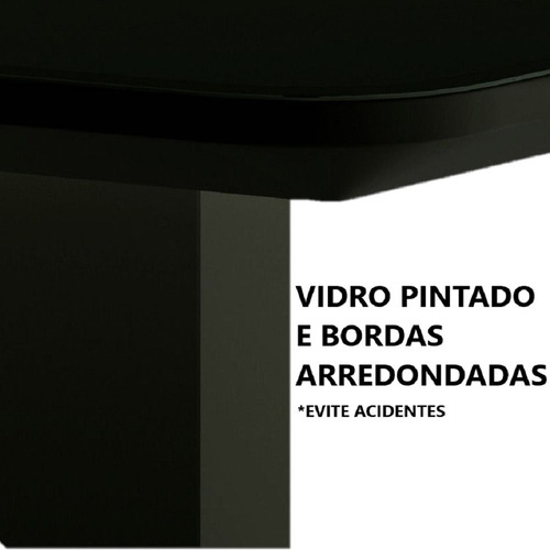Mesa De Vidro 1,20x0,8m Preta Escritório Trabalhar Reunião Preto
