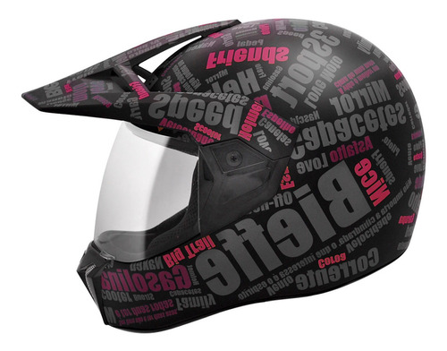 Capacete Moto Feminino Bieffe 3 Sport Mirror Preto Rosa