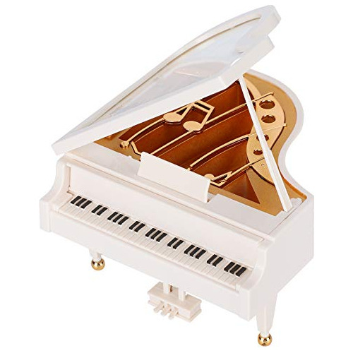 Adorno De Piano Blanco Caja De Música De Piano 4.9x4.7...