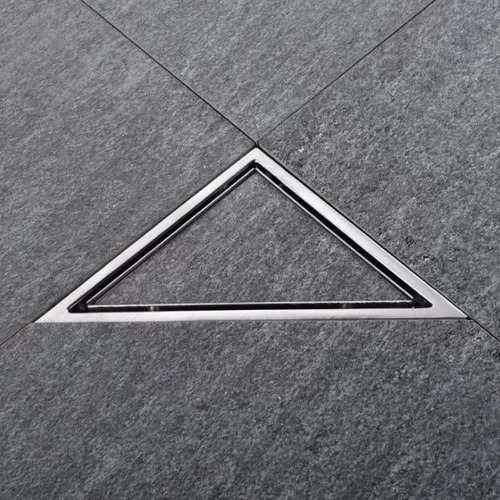 Ralo Linear Oculto De Canto Triangular Para Banheiro Inox