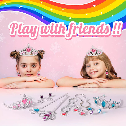 Disfraz De Princesa, Capa, Corona, Collar, Anillo, Pendientes, Varita