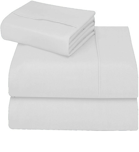 Imagen 1 de 4 de Juego Sábanas Blanco Liso Microfibra Doble