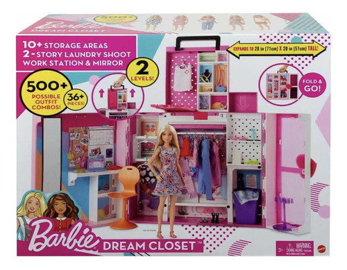 Barbie Dream Closet 36 Piezas 2 Niveles 4 Cambios De Ropa