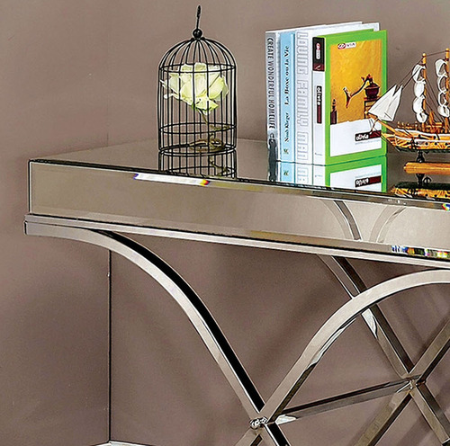 Imagen 5 de 10 de Mesa De Recibidor Cromada Elegante Espejos + ¡envio Gratis!