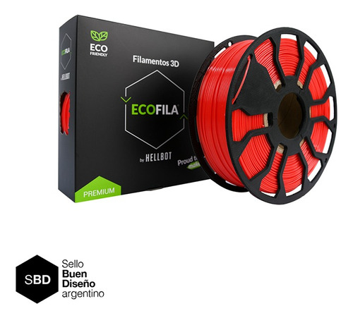 Filamento 3D Ecofila Hellbot de 1.75mm y 1kg rojo