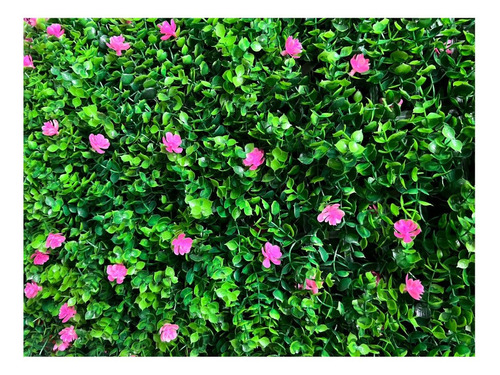 Panel Pasto Jardín Vertical Con Flores Rosado 60x40 Cm