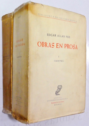 Poe / Cortazar. Obras En Prosa De E. A. Poe. 1956. 1ª Ed. (Usado)