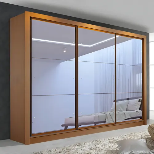 Guarda-Roupa Casal Espresso Móveis Lux 242cm 3 Portas Correr Espelho