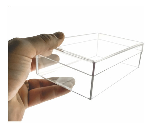 Caixa Multiuso Acrilico Cristal Organizadora 20x10x5cm Cor Transparente Tampa Presente