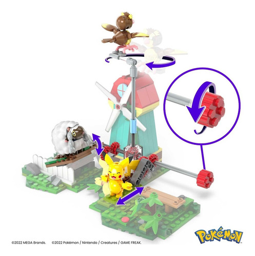 Mega Pokémon Juguete De Construcción Molino Campestre 240 Tres Personajes