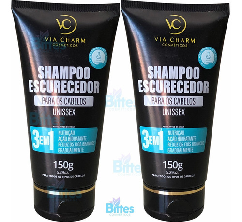  2 Shampoo Escurecedor Via Charm Fios Escuros Os Tons