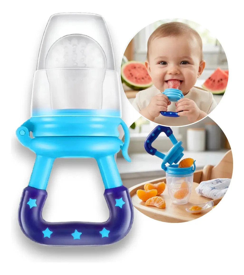 Chupeta Alimentadora Bambino Bebê Mordedor Azul Livre BPA Para Frutas e Legumes