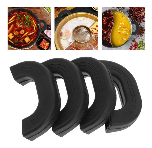 4 Fundas De Silicona Para Mango De Olla Caliente Para