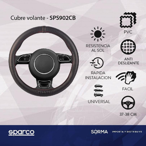 Imagen 2 de 10 de Cubre Volante 36/38 Cm Sparco Importado Leggera Pvc Sin Aro