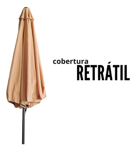 Ombrelone Central Bege Com Tela Mosquiteiro 3,0 Metros Preto