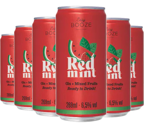 Drink Easy Booze Red Mint Lata 269ml (6 Latas) Kit